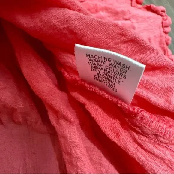 Flax Womens Textured Ruffle Linen Cotton Tunic Top Size Medium - Picture 5 of 8